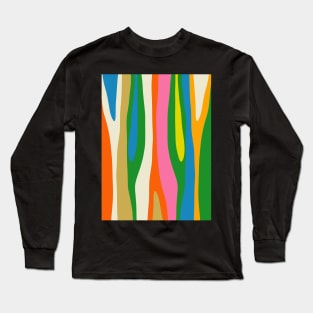 Colorful Abstract Wild Stripes Modern Retro Maximalist Pattern Long Sleeve T-Shirt